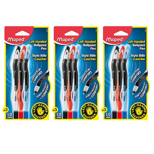 Maped® Visio Left-Handed Ball Point Pen, 3 Packs of 3